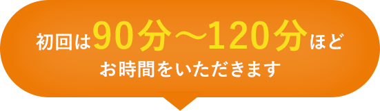 初回は90分～120分ほどお時間をいただきます